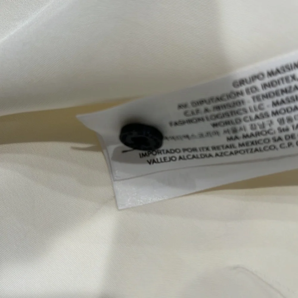 Massimo Dutti Studio tuxedo style silky oversized button up dress cream/black M - Picture 12 of 14